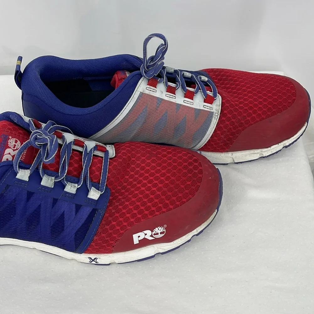 TIMBERLAND SIZE 14 M Men's Red and Blue Work  Shoes Steel Toes